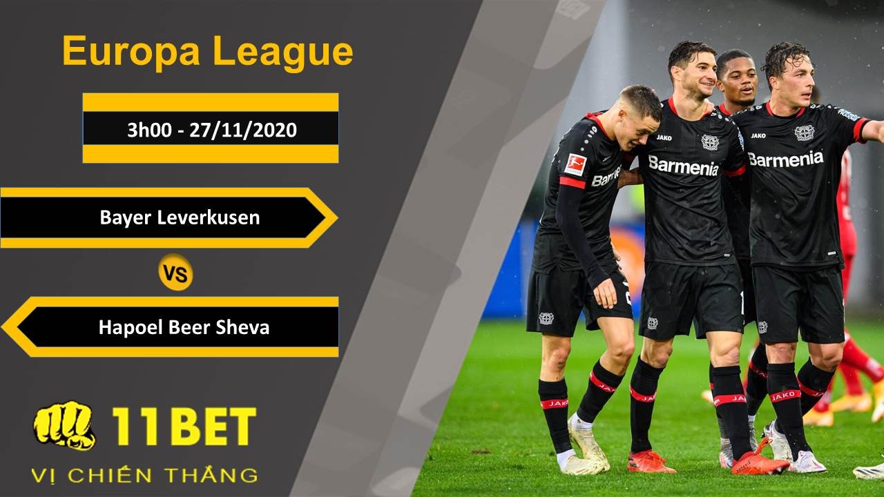 11BET Soi kèo Bayer Leverkusen vs Hapoel Beer Sheva, 3h00, 27/11/2020