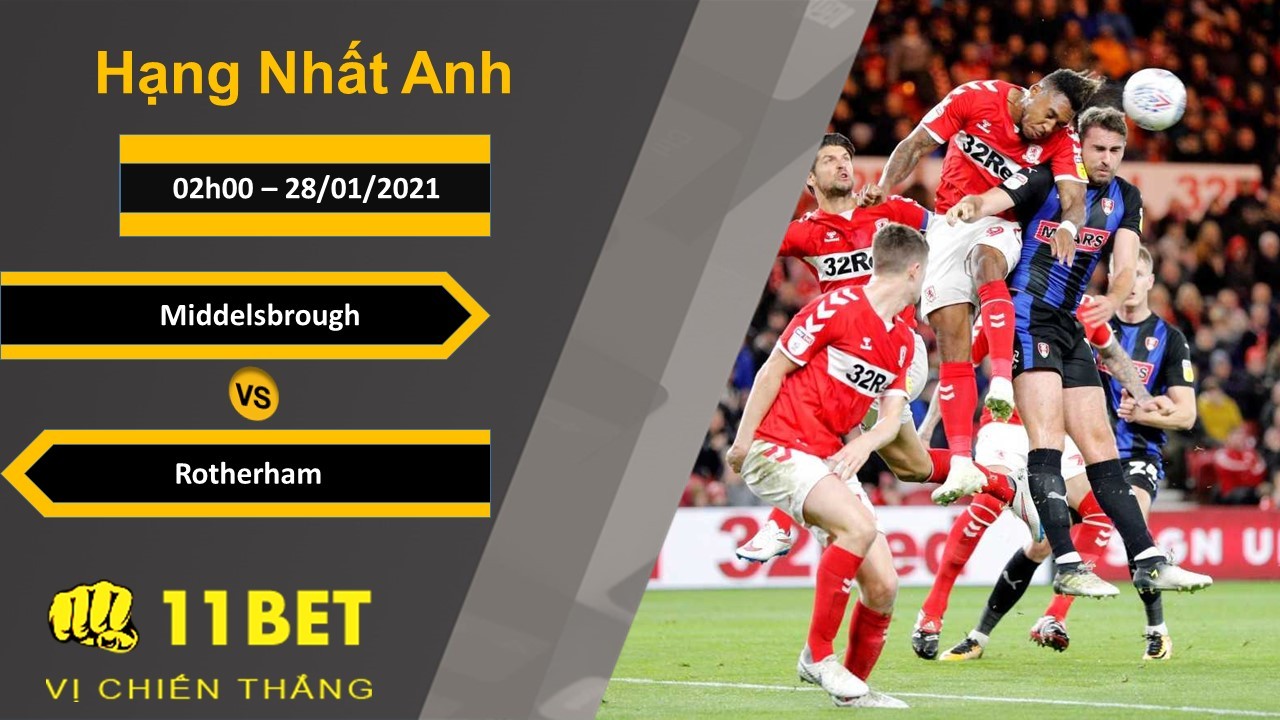 11BET Soi kèo Middlesbrough vs Rotherham, 02h00, 28/01/2021