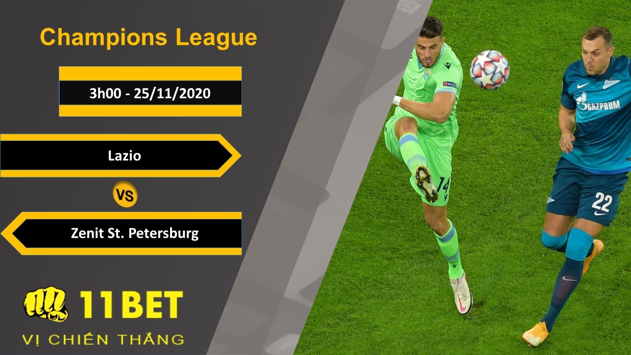 11BET Soi kèo Lazio vs Zenit St. Petersburg, 3h00, 25/11/2020